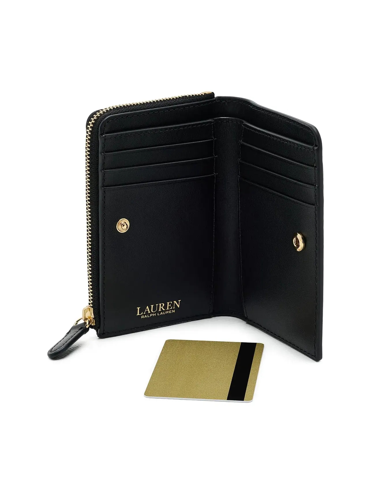 Маленький кожаный бифолд-кошелек Leather Small Bi-Fold Wallet Lauren Ralph Lauren — изображение 3 из 5, черный
