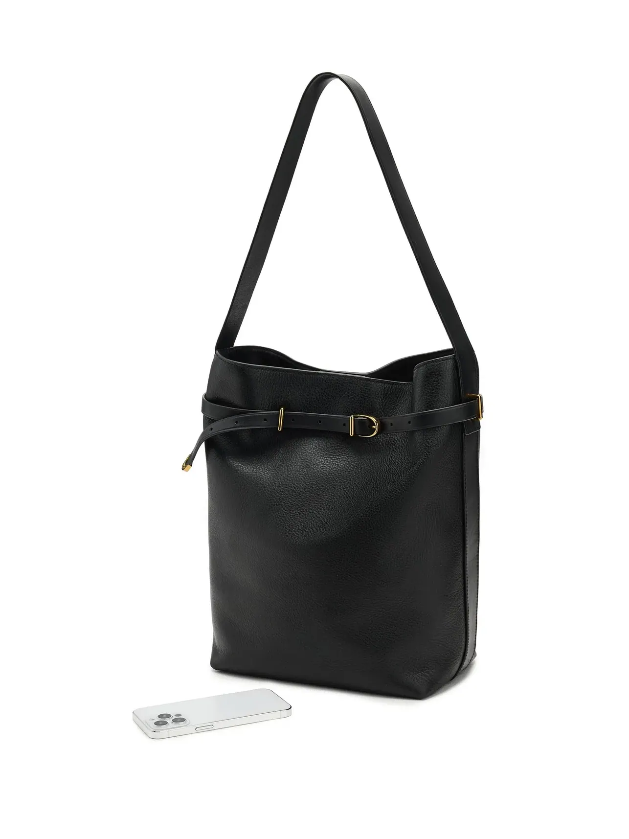 Кожаная сумка-ведро с ремнем The Essential Belted Bucket Tote in Leather Madewell — 3