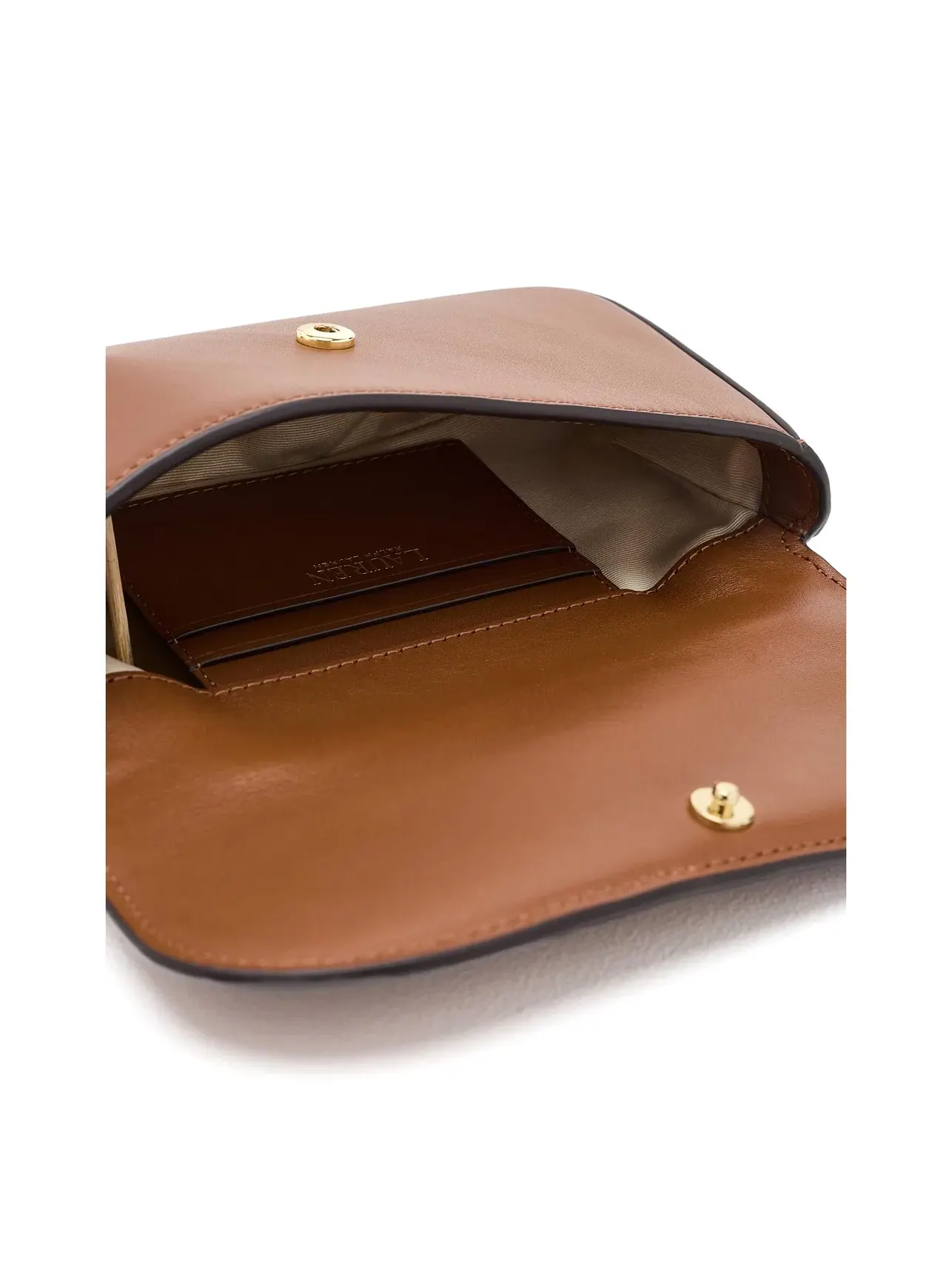 Кошелек-кроссбоди из кожи Leather Marcy Crossbody Wallet Lauren Ralph Lauren — изображение 5 из 5, бежевый