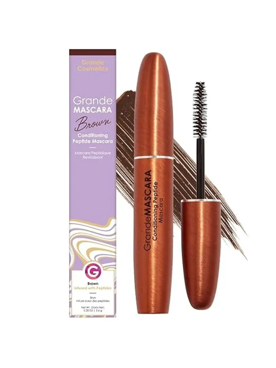 Grande Cosmetics Grande Mascara Укрепляющая тушь с пептидами 0,2 унции Коричневый макияж 843246110153 — коричневый