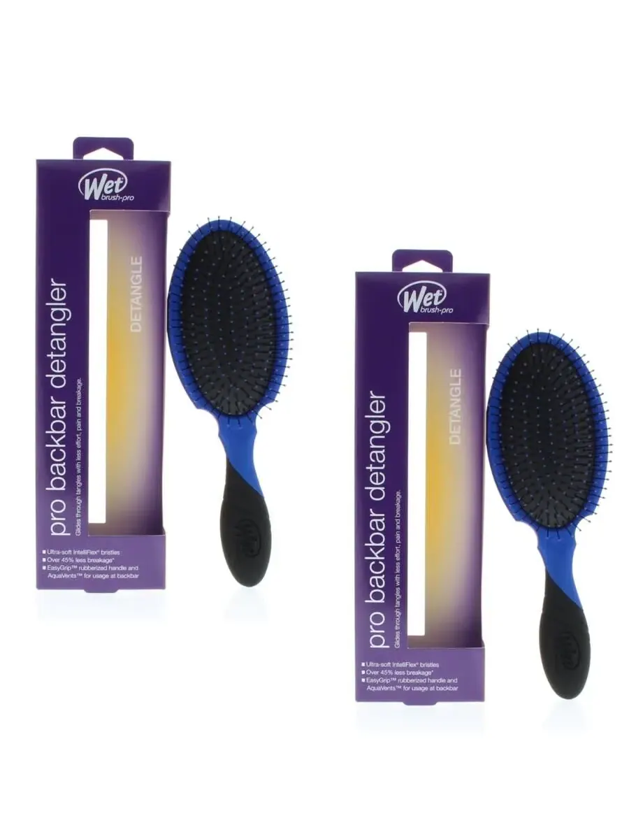 Расческа Wet Brush Pro Back Bar Detangler для ухода за волосами, королевский синий, 810390038107 — синий