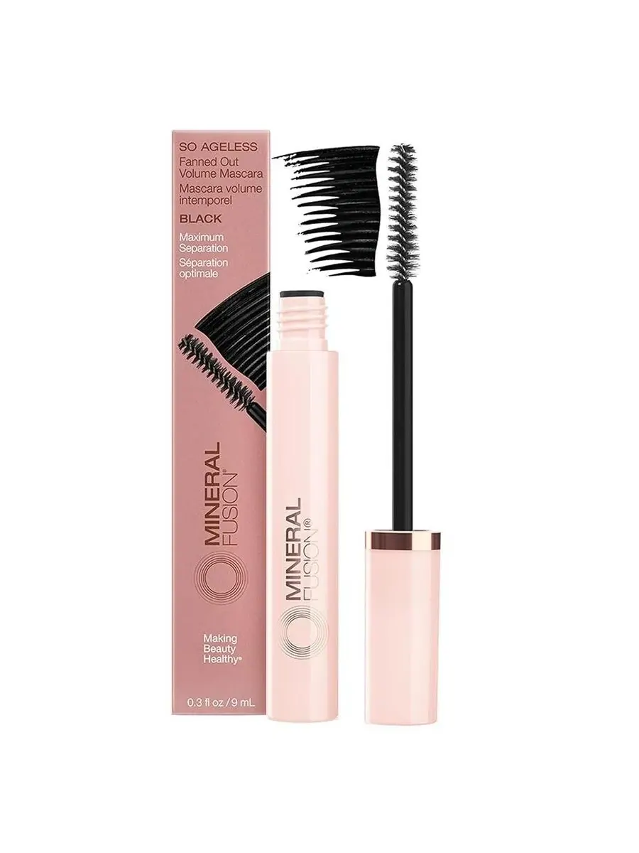 Минеральная тушь для ресниц Mineral Fusion So Ageless Fanned Out Volume Mascara 0.3 oz — черный