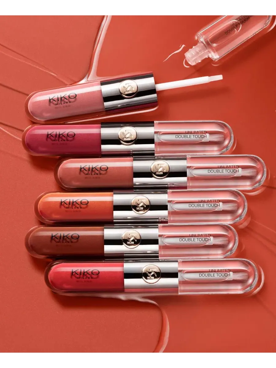 Жидкая помада с блеском, 5,7 мл, модель Unlimited Double Touch KIKO Milano, 121 Dark Rosy Chestnut — изображение 6 из 6