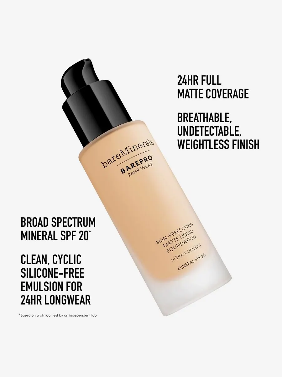 Жидкая матирующая тональная основа BAREPRO с 24-часовой стойкостью и SPF 20 BareMinerals — изображение 6 из 10