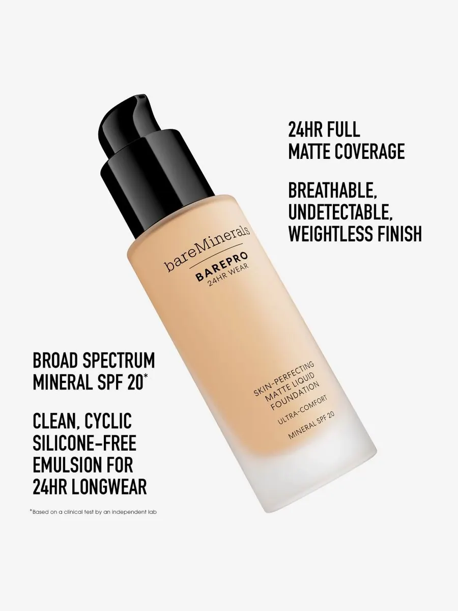 Жидкая матирующая тональная основа BAREPRO с 24-часовой стойкостью и SPF 20 BareMinerals — изображение 7 из 10