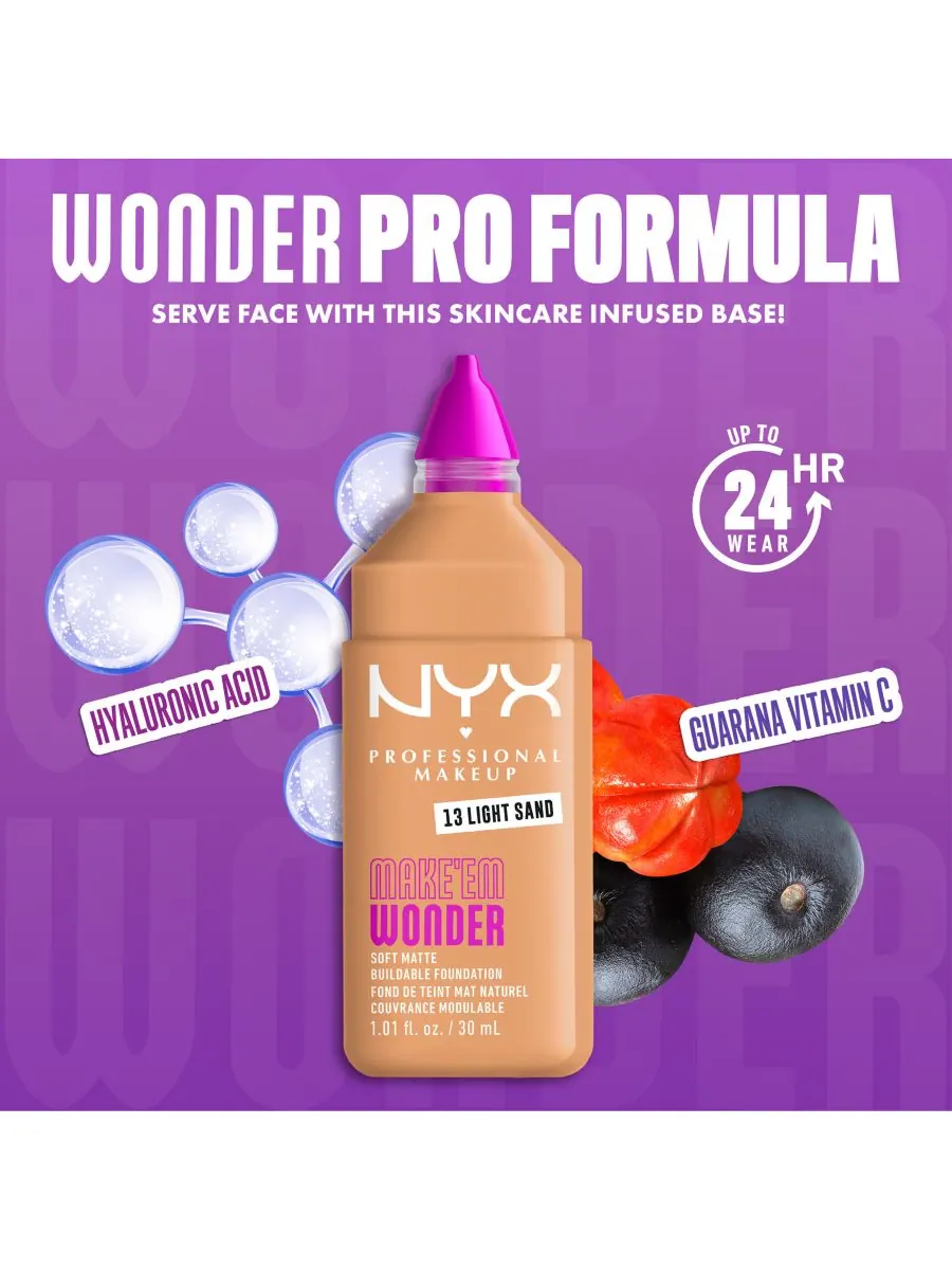 Тональный крем NYX Professional Makeup Make ’Em Wonder Soft Matte, Light Sand, 30 мл — изображение 4 из 10