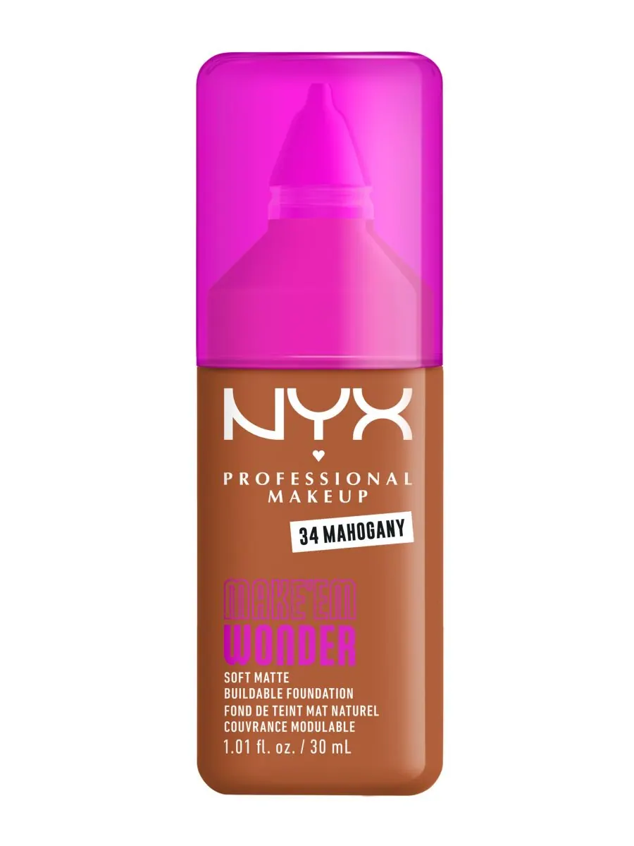 Тональный крем NYX Professional Makeup Make ’Em Wonder Soft Matte, Mahogany, 30 мл — коричневый
