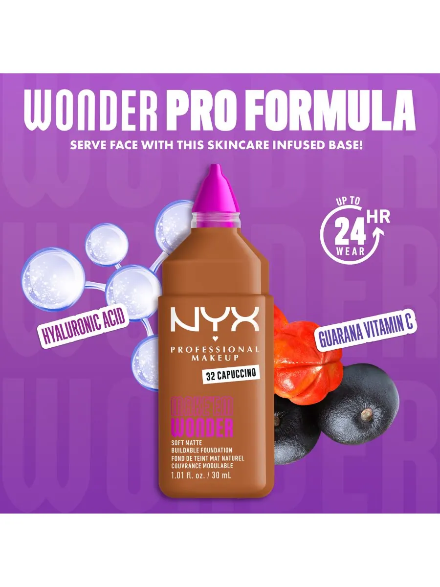 Тональный крем Wonder Foundation, 0,84 унции NYX Professional Makeup, цвет capuccino — изображение 5 из 10