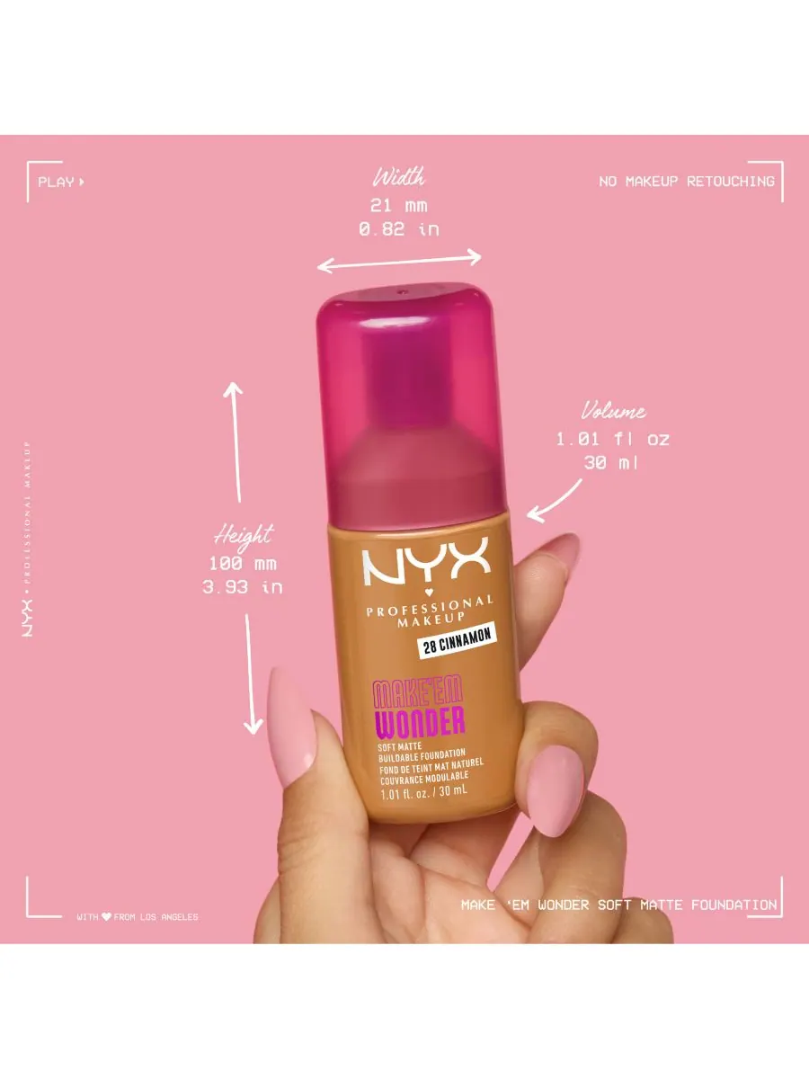 Тональный крем Wonder Foundation, 0,84 унции NYX Professional Makeup, цвет warm rich — изображение 9 из 10