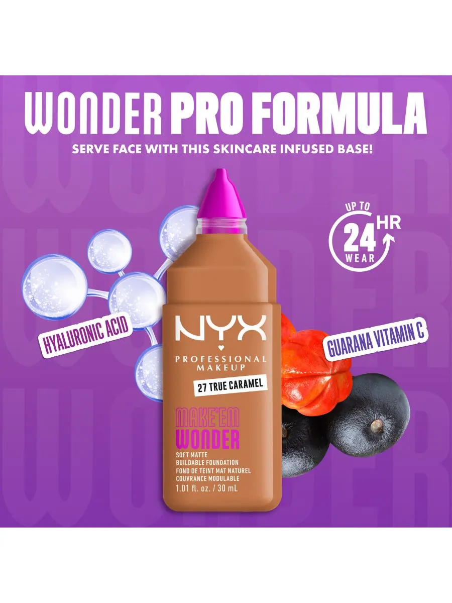 Тональный крем Wonder Foundation, 0,84 унции NYX Professional Makeup, цвет true caramel — изображение 5 из 10