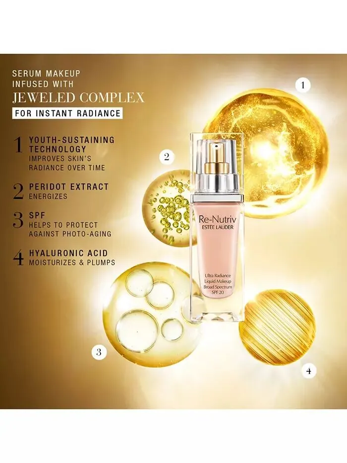 Жидкая тональная основа Re-Nutriv Ultra Radiance SPF 20 Estée Lauder, цвет 1C1 Cool Bone — изображение 5 из 9