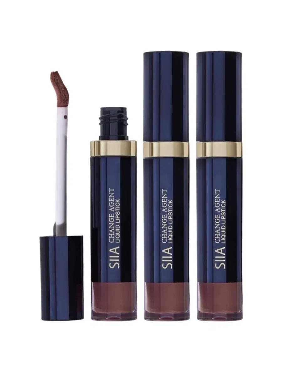 Набор из 3 жидких матовых помад, стойкие SIIA Cosmetics, Chocolate Mousse