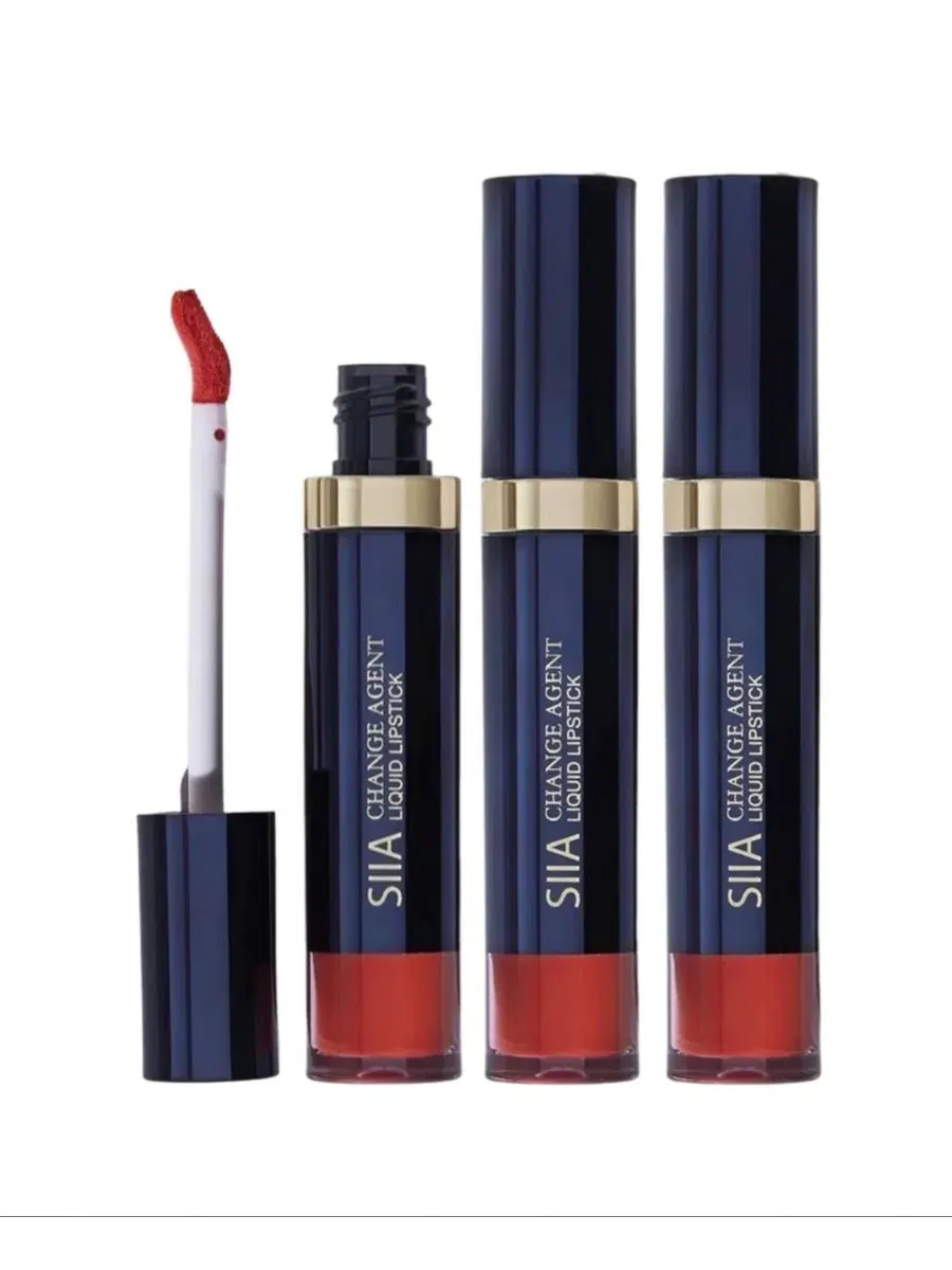 Набор из 3 матовых жидких помад с эффектом стойкости, модель Change Agent SIIA Cosmetics