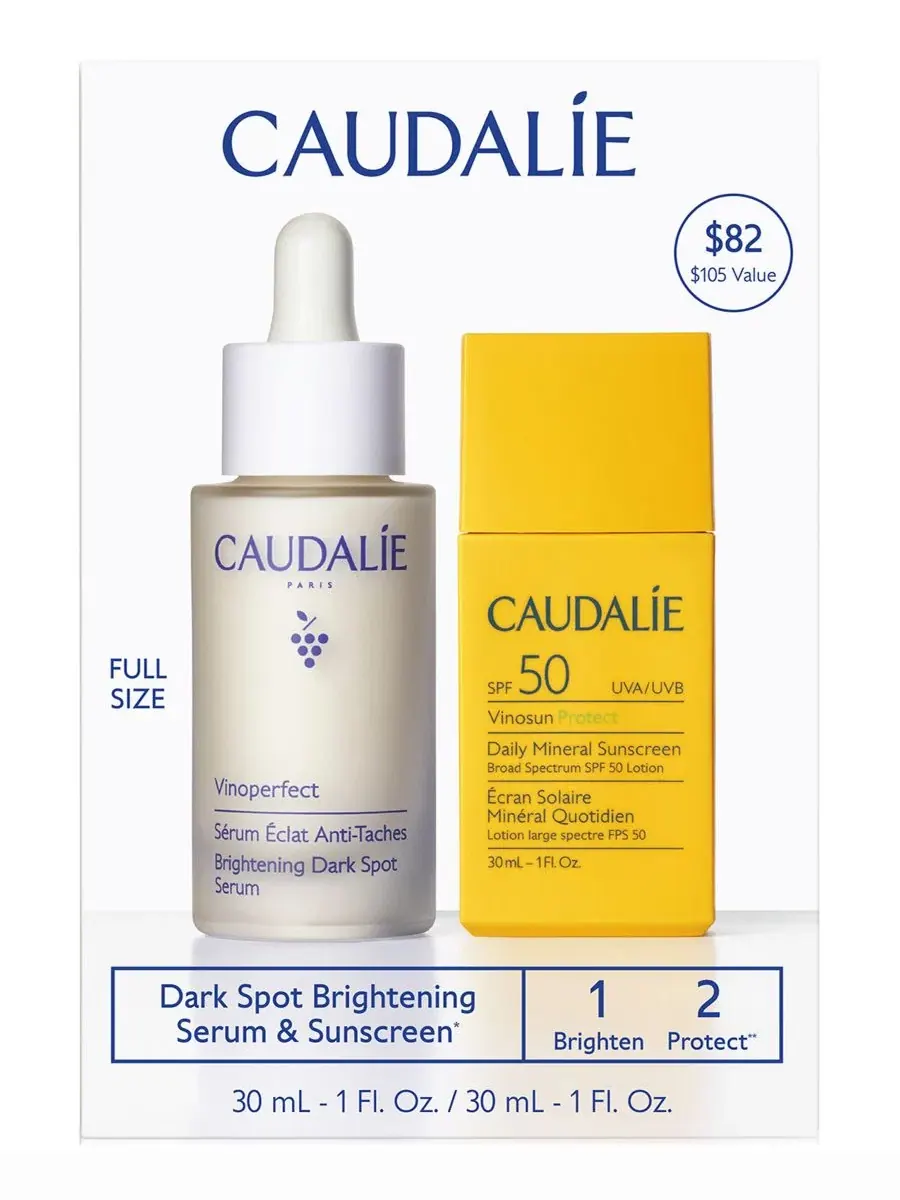 Набор сыворотка и солнцезащитный крем SPF 50, 30 мл + 30 мл, Vinoperfect Caudalie — мульти