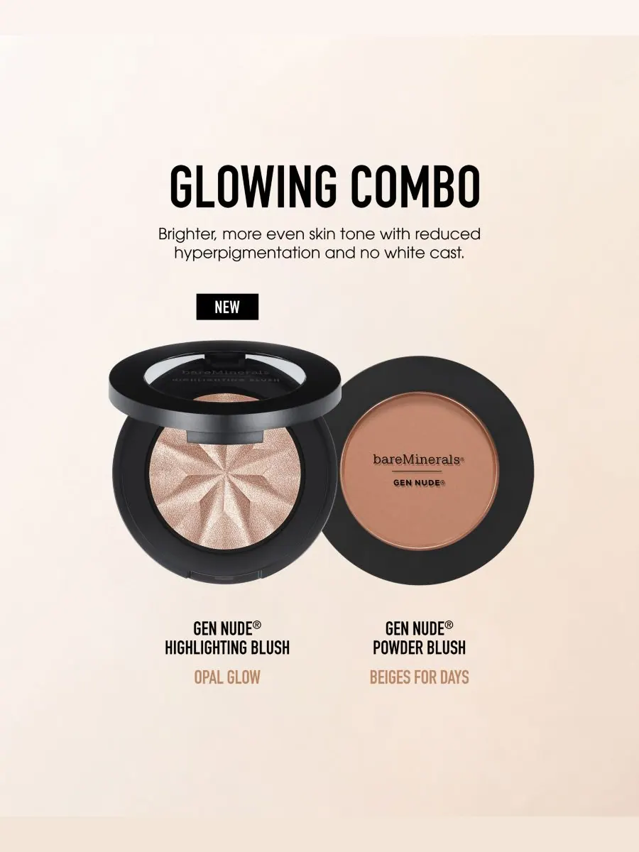 GEN NUDE 2 в 1 Хайлайтер Пудра Румяна BareMinerals, цвет opal glow — изображение 5 из 10