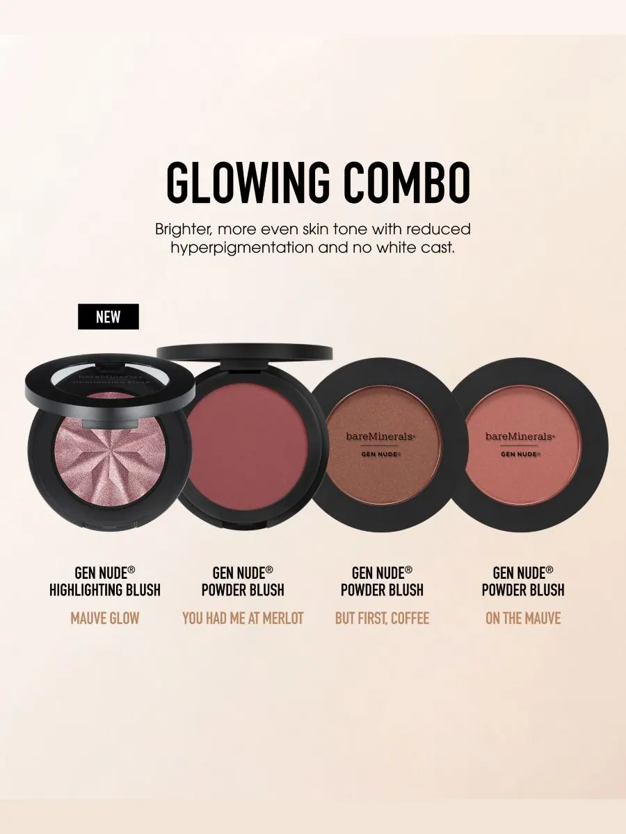 GEN NUDE 2 в 1 Хайлайтер Пудра Румяна BareMinerals, цвет mauve glow — изображение 5 из 8