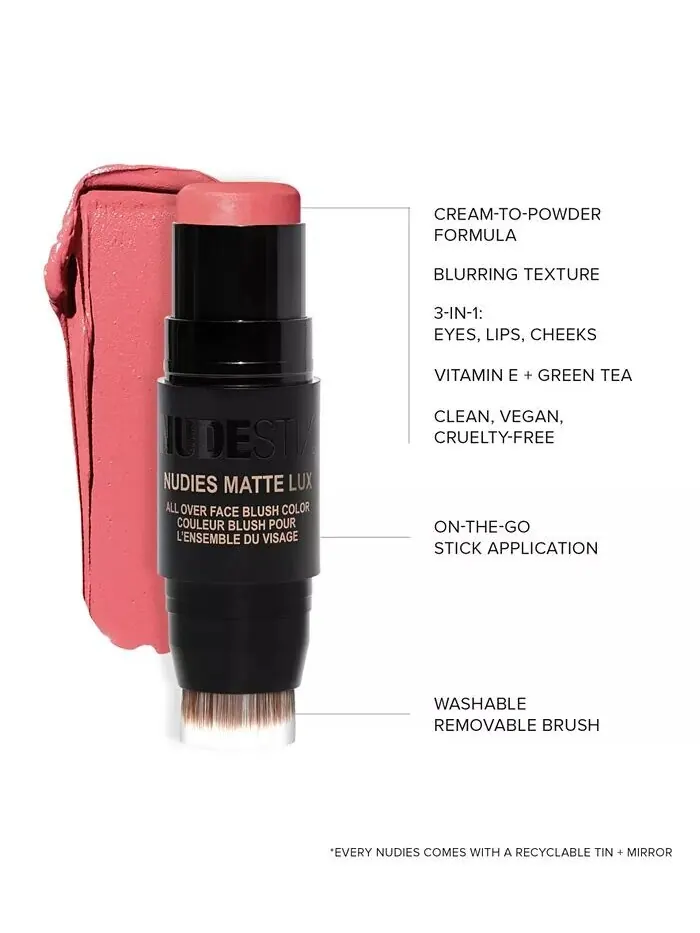 Румяна матовые Lux для всего лица Nudies Nudestix, цвет Dolce Darlin (warm caramel coral) — изображение 3 из 6