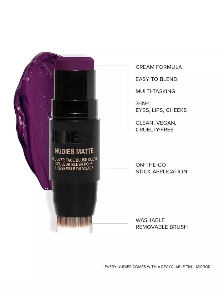 Матовые румяна Nudies Nudestix, цвет Moodie Blu (deep eggplant) — изображение 4 из 7