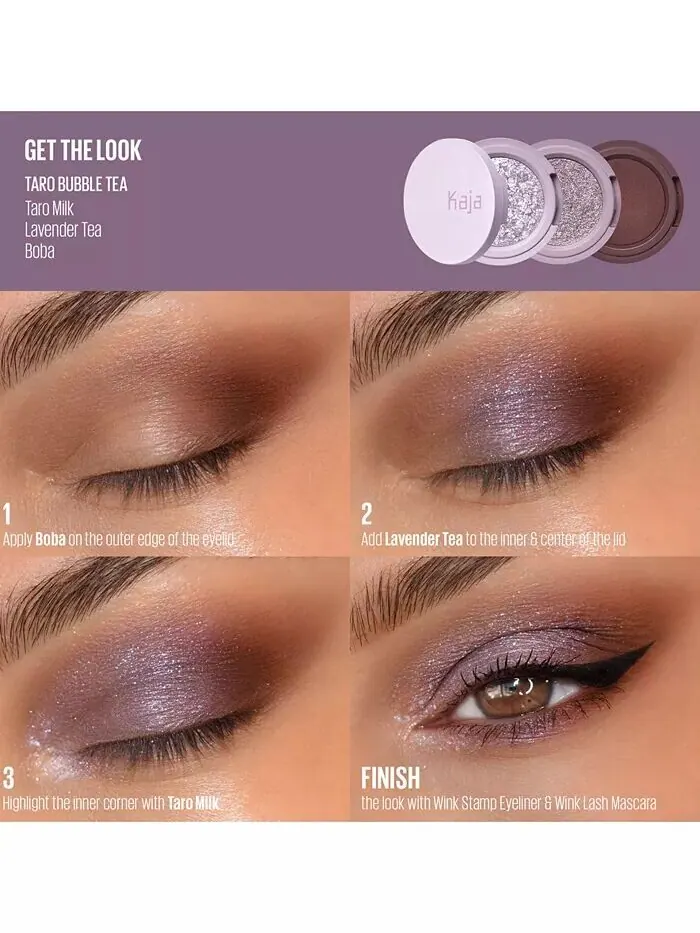 Трио теней для век Bento Bouncy Eyeshadow Kaja, цвет Taro Bubble Tea — изображение 5 из 8