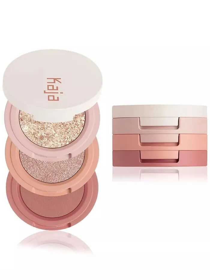 Трио теней для век Bento Bouncy Eyeshadow Kaja, цвет Peach Madeline