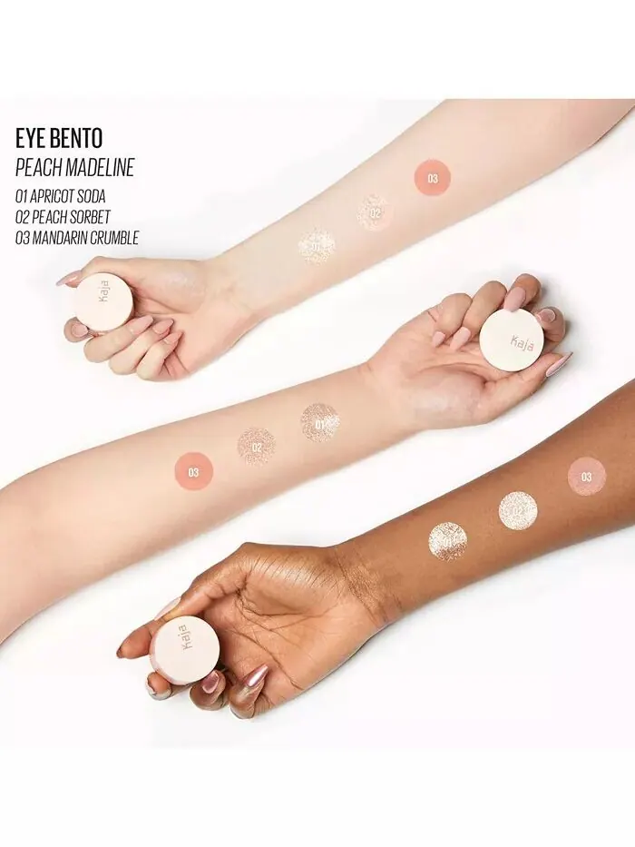 Трио теней для век Bento Bouncy Eyeshadow Kaja, цвет Peach Madeline — изображение 4 из 7