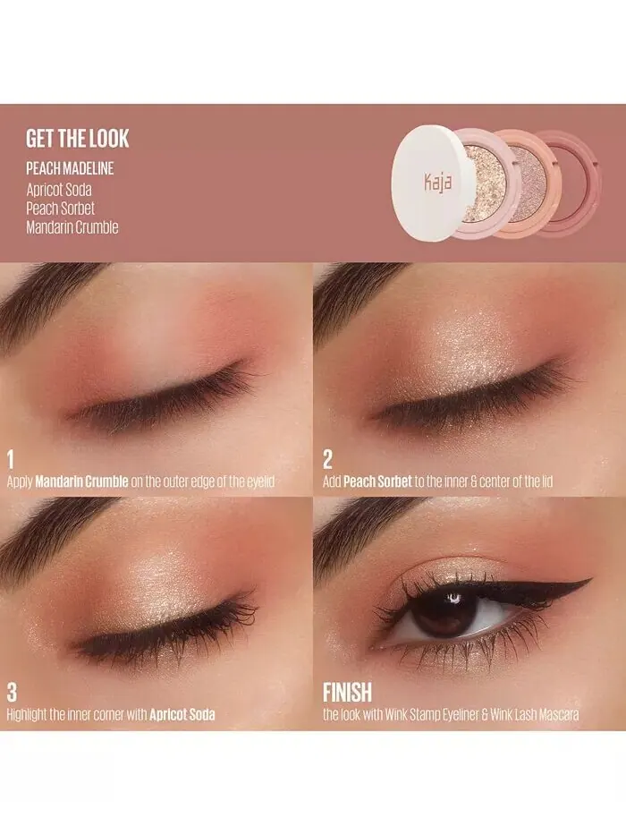 Трио теней для век Bento Bouncy Eyeshadow Kaja, цвет Peach Madeline — изображение 5 из 7