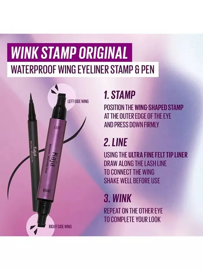Wink Stamp Оригинальная водонепроницаемая подводка для глаз с крылышками, штамп и ручка Kaja — изображение 4 из 8