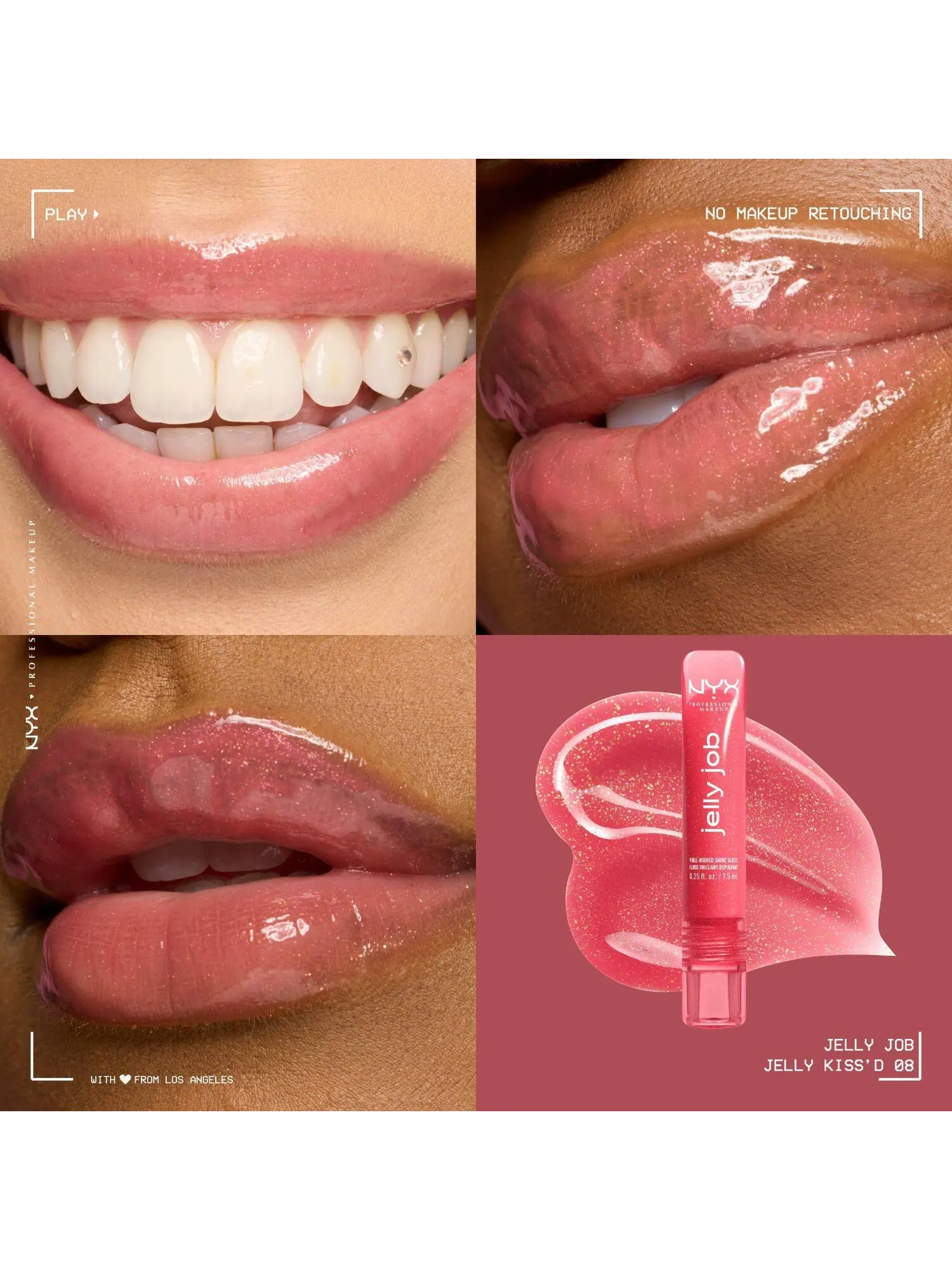 Блеск для губ NYX Professional Makeup Jelly Job, Jelly Kiss'd, 7.5 мл — изображение 2 из 7