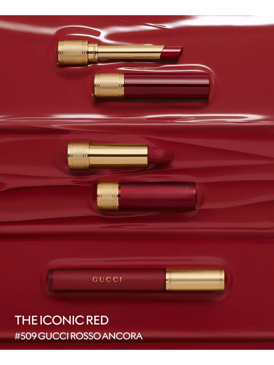 Губная помада Rouge de Beauté Brillant Glow & Care Gucci, цвет 402 - vantine fuchsia — изображение 7 из 10
