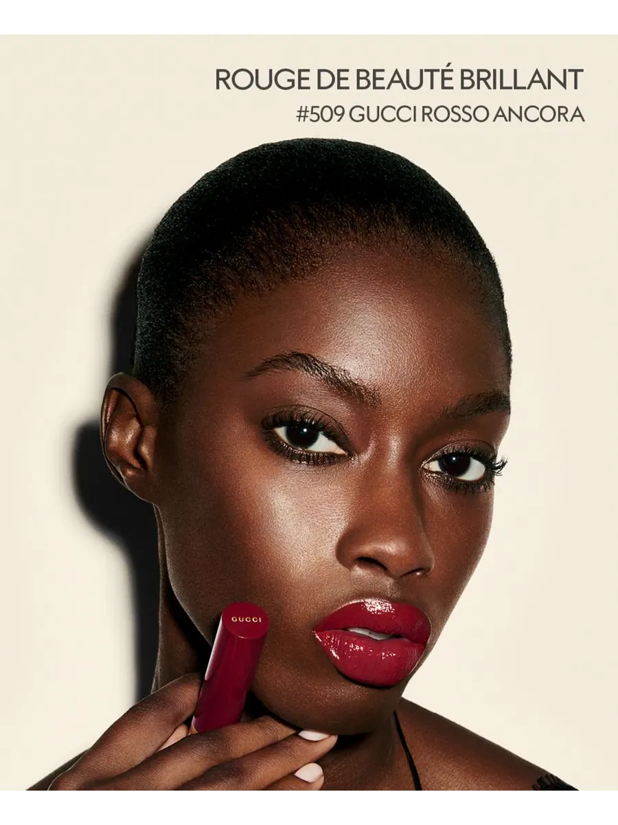 Губная помада Rouge de Beauté Brillant Glow & Care Gucci, цвет 514 - virginia scarlett — изображение 10 из 10