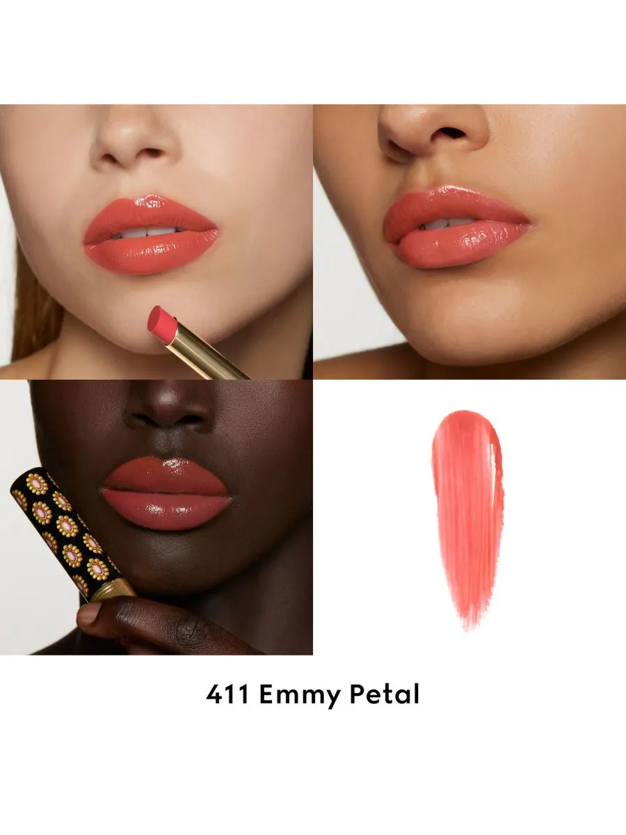 Губная помада Rouge de Beauté Brillant Glow & Care Gucci, 411 - Emmy Petal — изображение 2 из 10