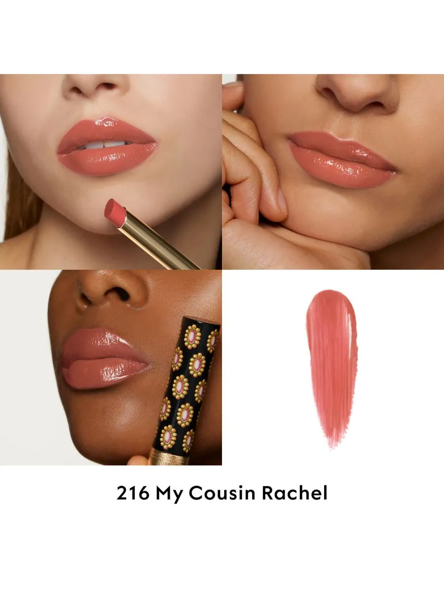 Губная помада Rouge de Beauté Brillant Glow & Care Gucci, цвет 216 - my cousin rache — изображение 2 из 10