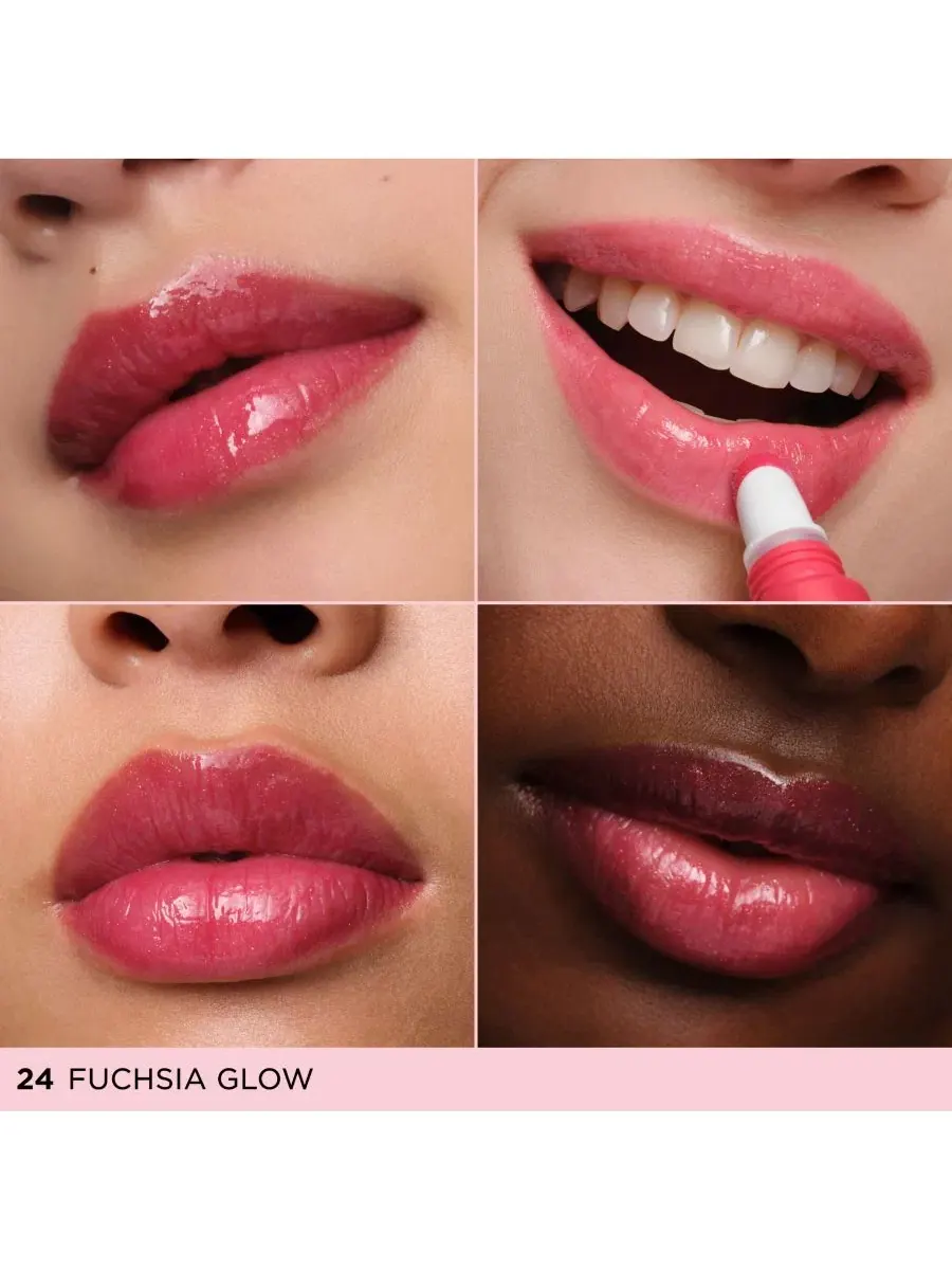 Блеск для губ с пептидами, объем 8 мл, модель Lip Perfector Clarins, 24 Fuchsia Glow (Pearly Bright — изображение 2 из 8