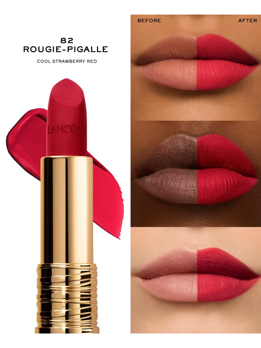 Матовая губная помада L'Absolu Rouge Drama Lancôme, цвет 82 - rouge-pigalle — изображение 3 из 8