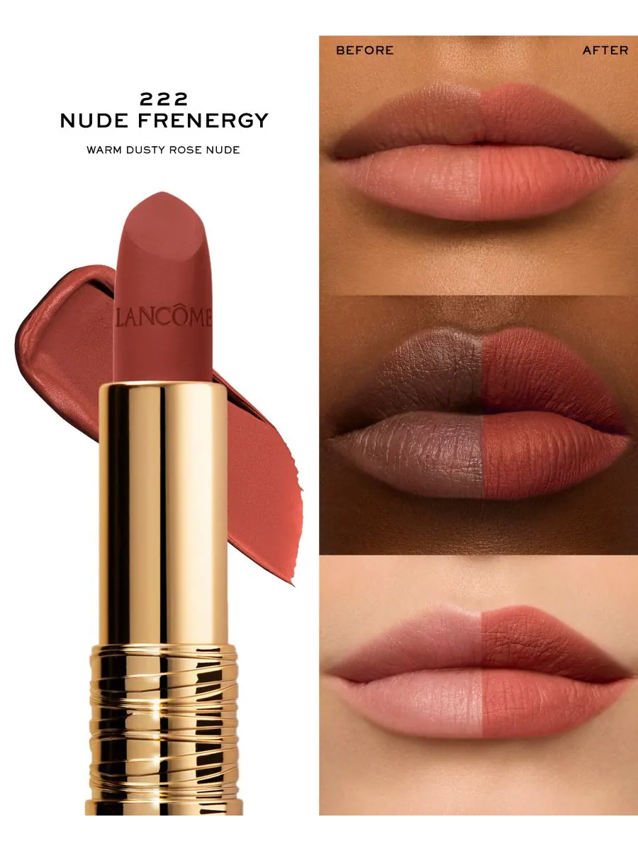 Матовая губная помада L'Absolu Rouge Drama Lancôme, цвет 222 - nude frenergy — изображение 3 из 8