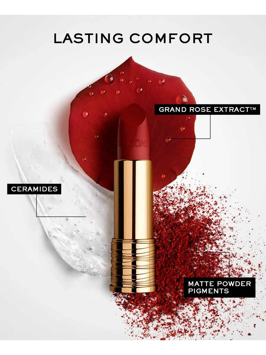 Матовая губная помада L'Absolu Rouge Drama Lancôme, цвет 222 - nude frenergy — изображение 5 из 8