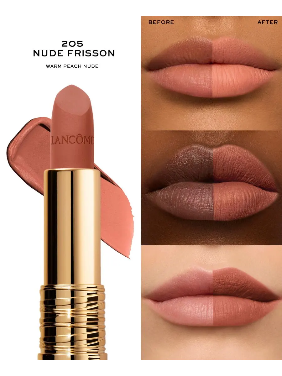 Матовая губная помада L'Absolu Rouge Drama Lancôme, цвет 205 - nude frisson — изображение 3 из 8