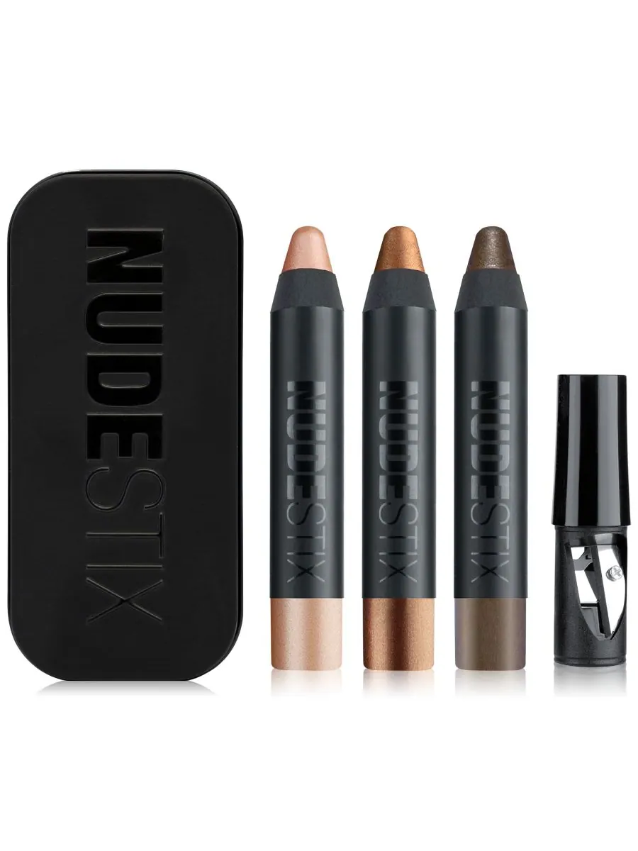 NUDESTIX Набор из 3 мини-теней для век телесного металлического оттенка — изображение 1 из 2