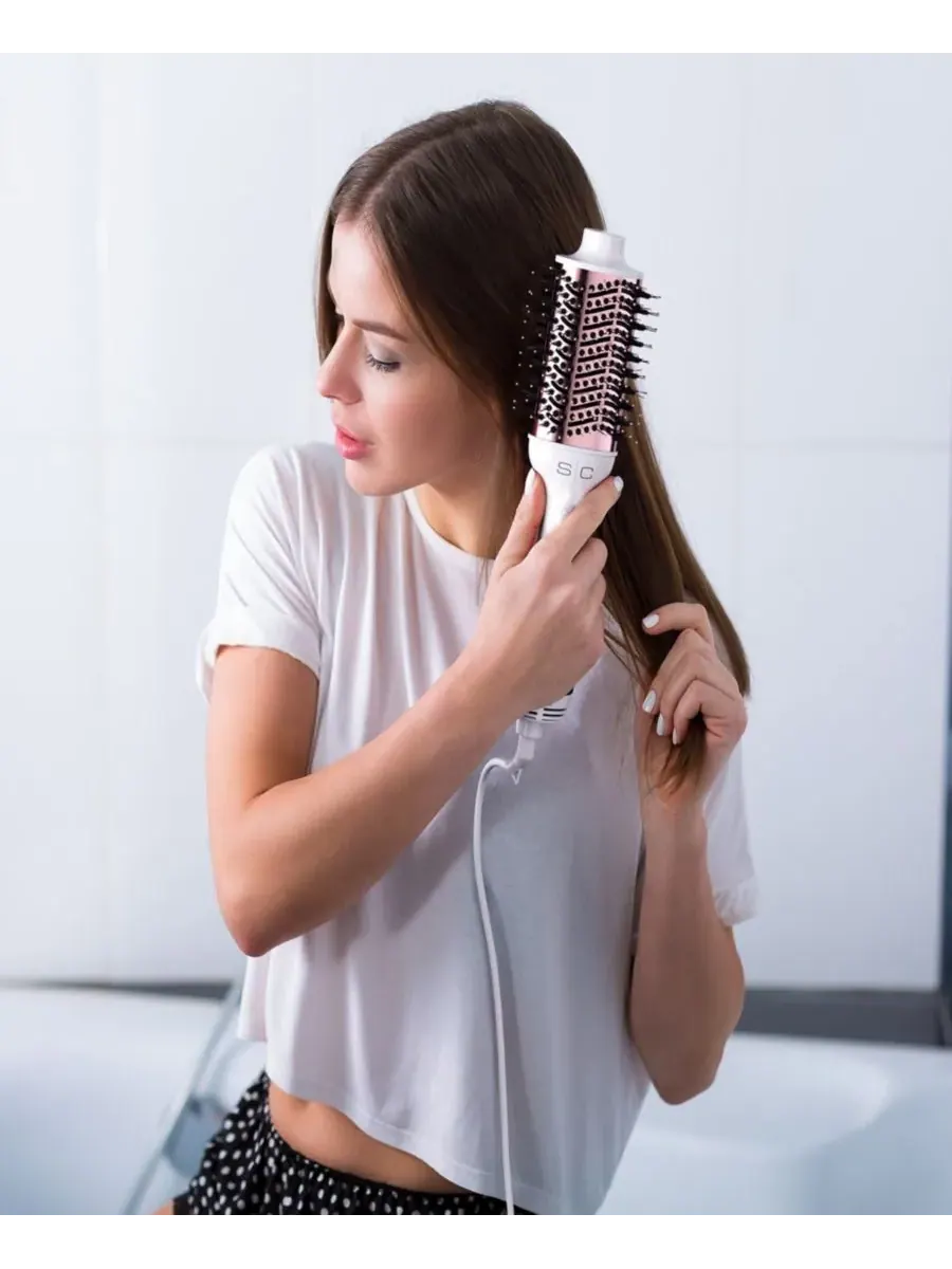 StyleCraft Professional Щетка для укладки волос Lil' Hot Body Blowout Brush - белая/розовая — 10