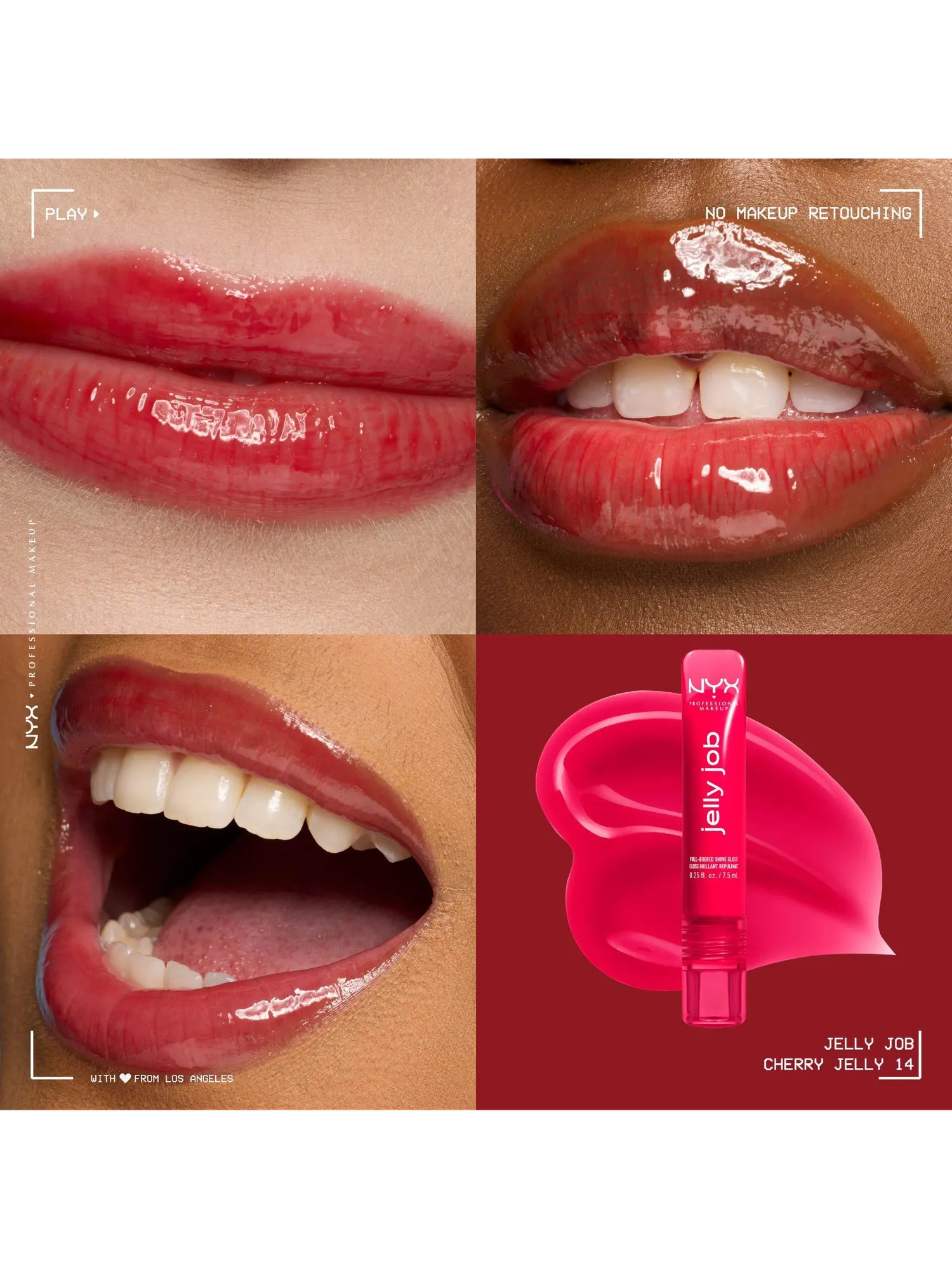 Блеск для губ NYX Professional Makeup Jelly Job, Cherry Jelly, 7.5 мл — изображение 2 из 7