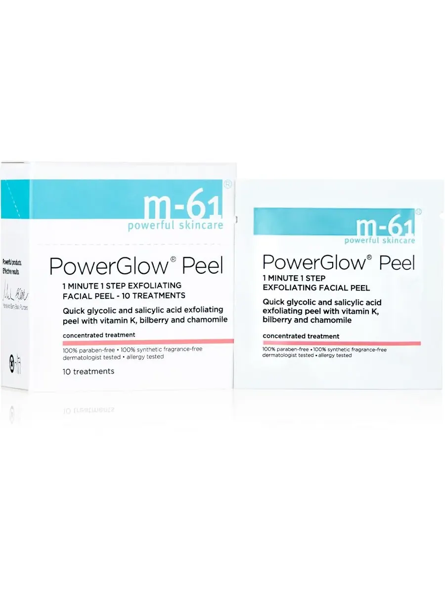 Пилинг M-61 By Bluemercury — Отшелушивающий для лица PowerGlow Peel 1 Minute 1 Step, 10 процедур — прозрачный