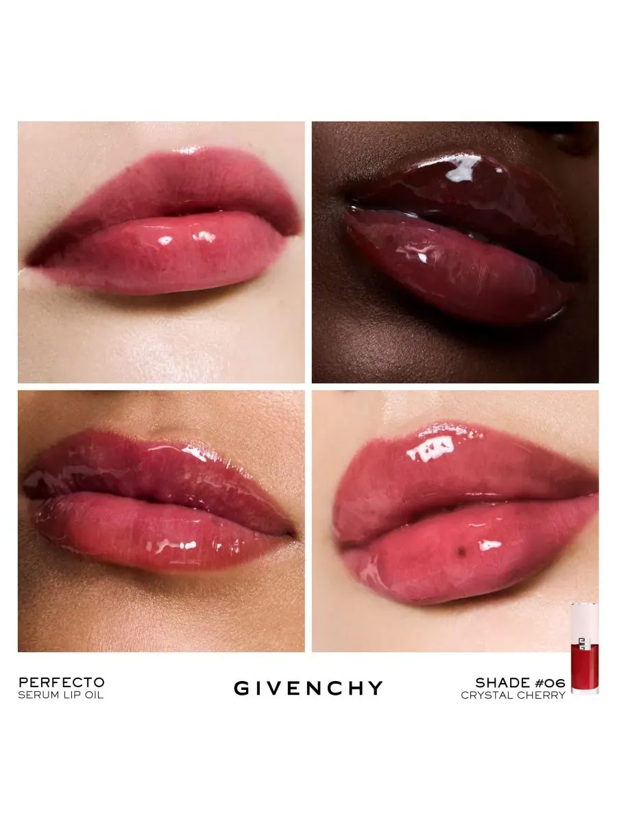 Масло для губ с высоким блеском, 7 мл, Perfecto Hydrating High-Shine Givenchy, N06 Crystal Cherry — изображение 6 из 9