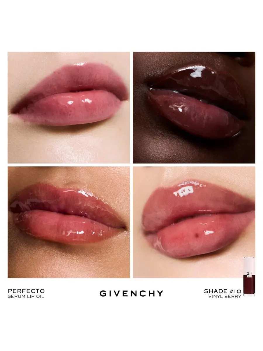 Масло для губ с блеском Perfecto Hydrating High-Shine Givenchy, N10 Vinyl Berry — изображение 7 из 9