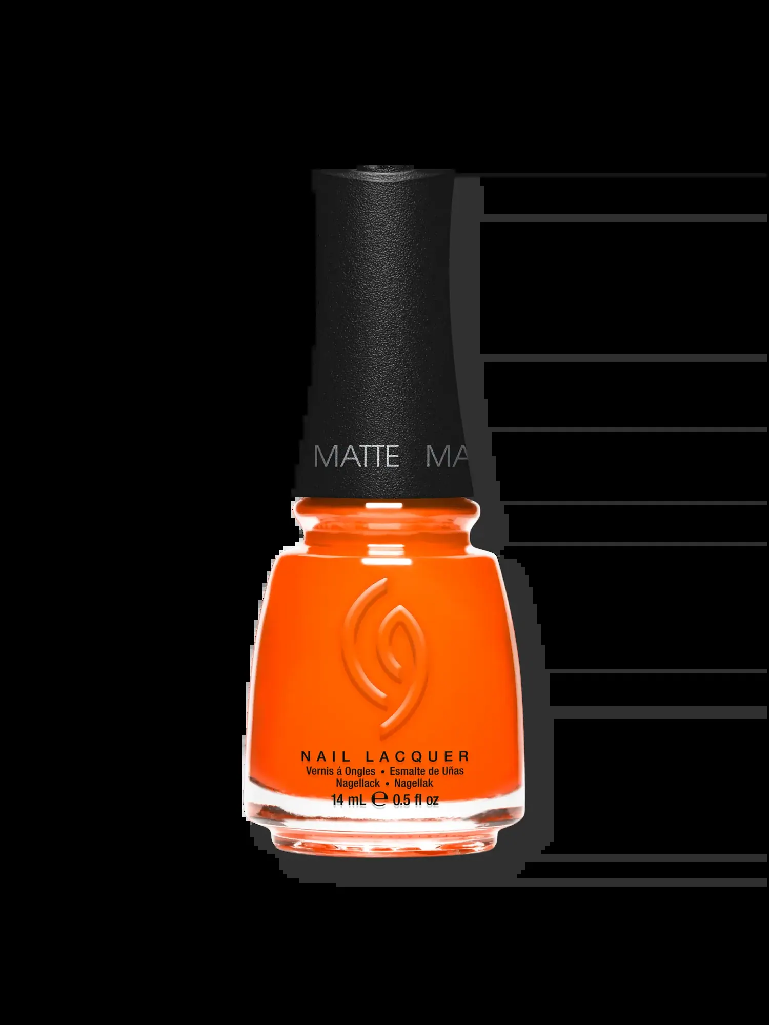 Лак для ногтей China Glaze Mega Pigment Mattes, Orange Knockout (matte neon orange), 14 мл — оранжевый