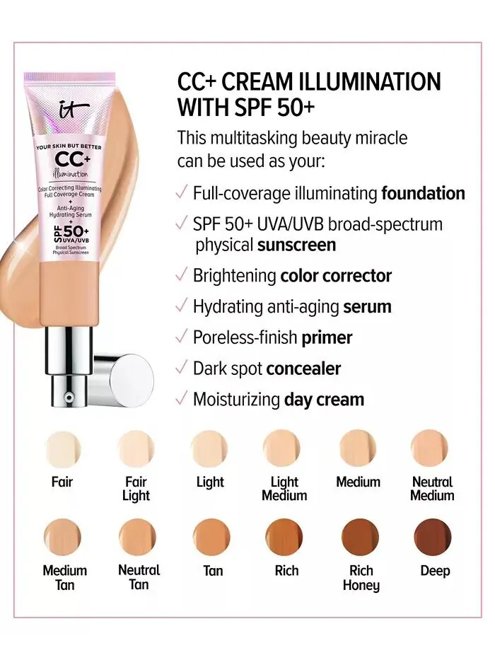 CC+ Крем-осветление с SPF 50+ It Cosmetics, цвет Fair Light — изображение 5 из 8