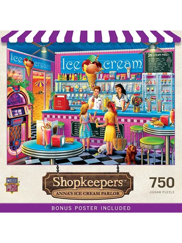 Шедевры лавочников - Кафе-мороженое Анны, пазл из 750 деталей Masterpieces Puzzles — мульти