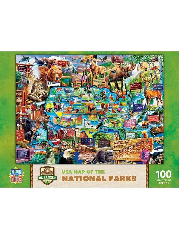 Карта национальных парков США "Шедевры" - пазл из 100 деталей Masterpieces Puzzles — изображение 1 из 3