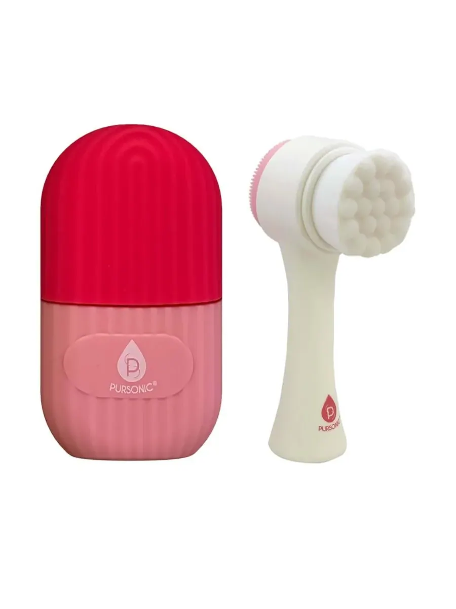 Набор Ultimate Glow Duo: ледяной ролик для лица и двусторонняя очищающая щетка для сияющей кожи