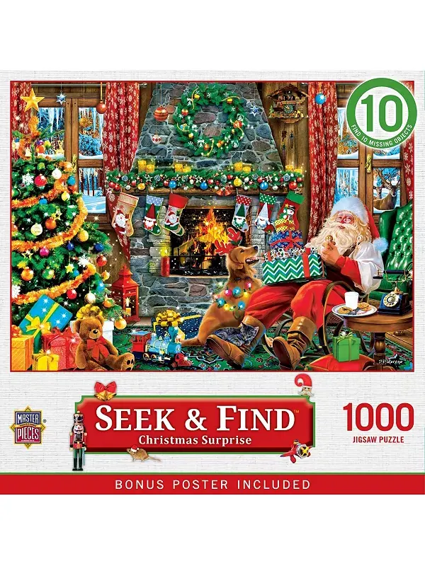 Шедевры: ищи и находи — рождественский сюрприз, пазл из 1000 деталей Masterpieces Puzzles — изображение 1 из 3