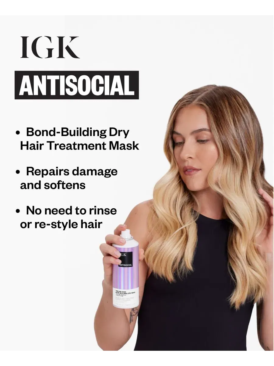 Ночная маска для сухих волос Antisocial Overnight Bond-Building Dry Hair Mask - дорожный размер Igk — изображение 5 из 6